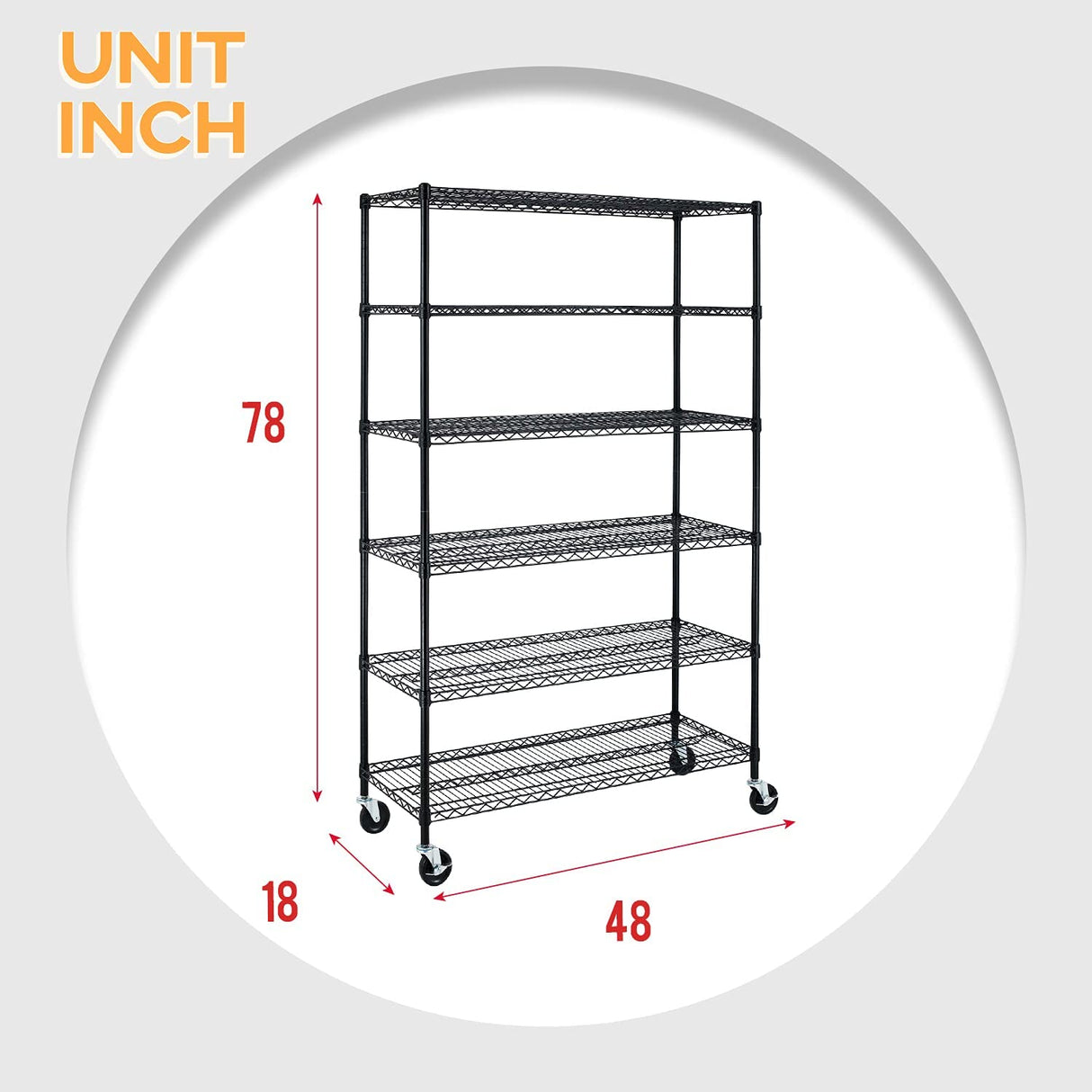 BESTOFFICE FURNITURE Large Heavy Duty Metal Wire Shelving Height Adjustable Commercial Grade Utility Steel Storage Rack on 4” Casters 6000 LBS BestOffice