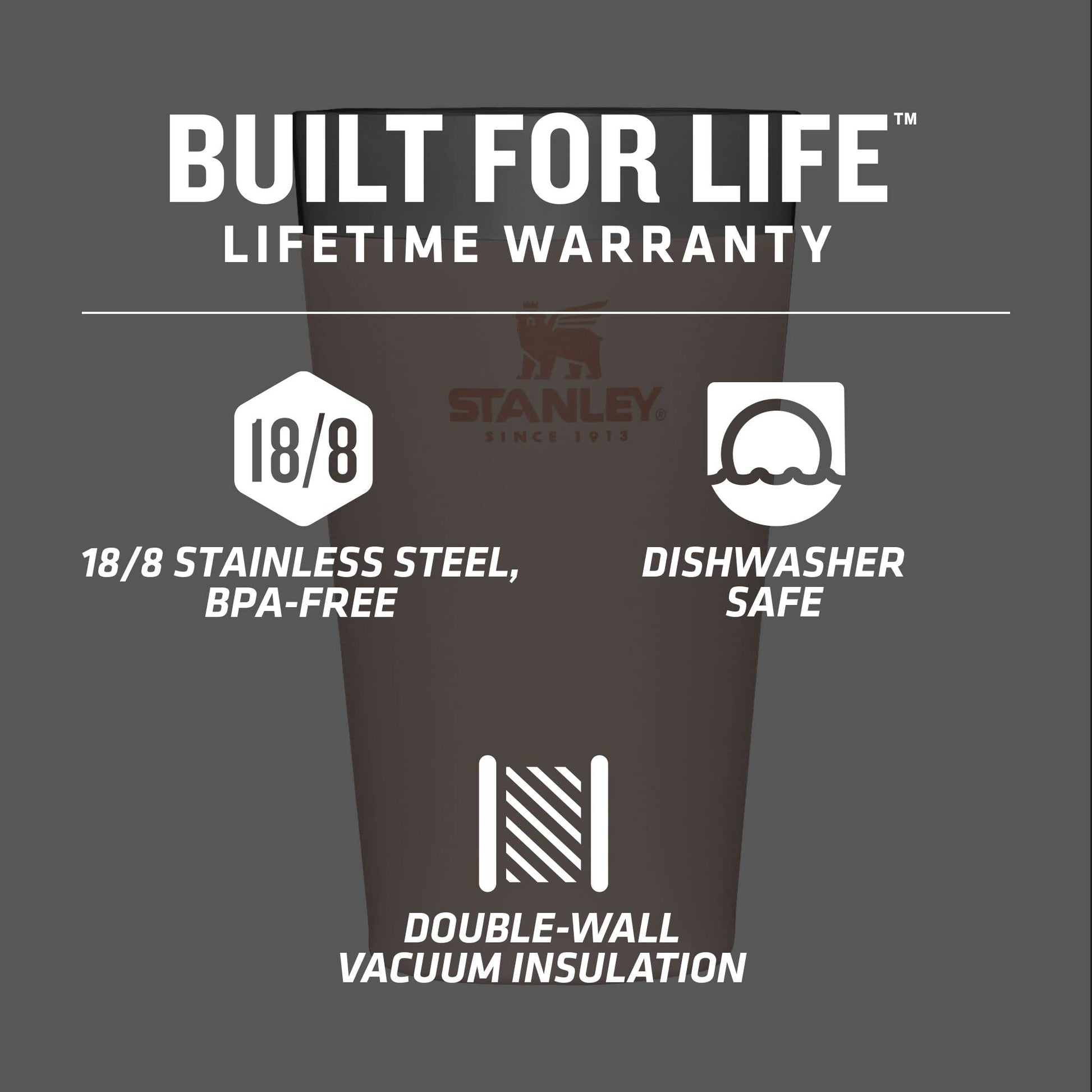 STANLEY Adventure Inulsated Stacking Beer Pint Glass, 16oz Stainless Steel Double Wall Rugged Metal Drinking Tumbler (Limestone) - WoodArtSupply