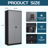 MIIIKO Metal Storage Cabinet with Locking Doors, Black Garage Lockable Steel Cabinets with 4 Doors and 5 Shelves for Home, Garage, Pantry Workshop MIIIKO