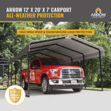 Arrow Shed 12 x 20 x 7-Foot Heavy Duty Galvanized Steel Metal Multi-Use Shelter, Shade, Carport, 12' x 20' x 7', Charcoal color Arrow