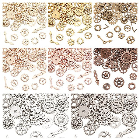 OLYCRAFT 400Pcs Resin Fillers Antique Steampunk Gears Charms 8-Color UV Epoxy Resin Supplies Filling Accessories for Jewelry Making Decoration OLYCRAFT
