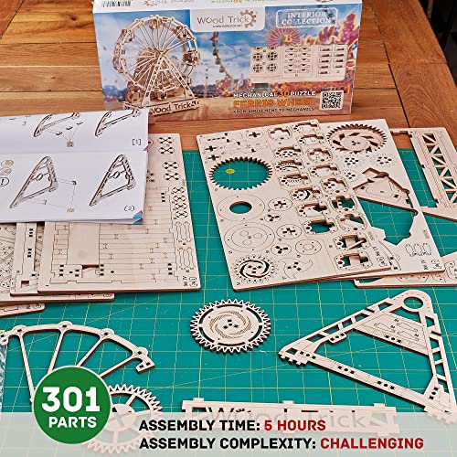 Wood Trick Ferris Wheel Rotating Mechanical Model - 3D Wooden Puzzles for Adults and Kids to Build - Engineering DIY Wooden Models for Adults to Wood Trick