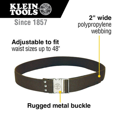 Klein Tools 5225 Tool Belt, Adjustable Electrician Belt is 2-Inch Wide, Adjusts for 48-Inch Waist - WoodArtSupply