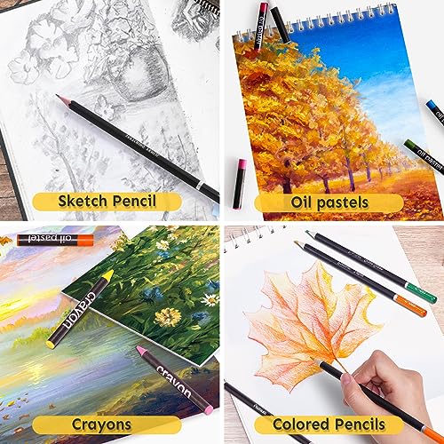 175 Piece Deluxe Art Supplies, Art Set with 2 A4 Drawing Pads, 24 Acrylic Paints, Crayons, Colored Pencils, Art Kit for Adults Artist Beginners Kids COOL BANK