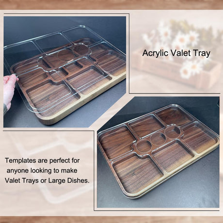 BENECREAT 9 Pocket Acrylic Valet Tray Router Templates for Woodworking 15×11.2×0.2inch Clear Router Inlay Template Rectangle Acrylic Router Jig DIY BENECREAT