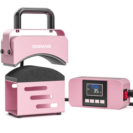 JESIMAIK Hat Press, Heat Press Machine for Caps with 3.15"×5.5" Curved Heating Element & Silicone Platen - No Crease, LCD Digital Temperature & Timer JESIMAIK