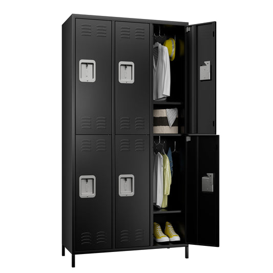 Aobabo Metal Office Storage Lockers 6 Door Lockable Locker Cabinet, 72 Inch Tall Storage Locker for Employee,Home Office,Gym,School, Black