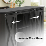 Farmhouse Espresso Coffee Bar Cabinet with Sliding Barn Doors & Ample Storage 4ever2buy