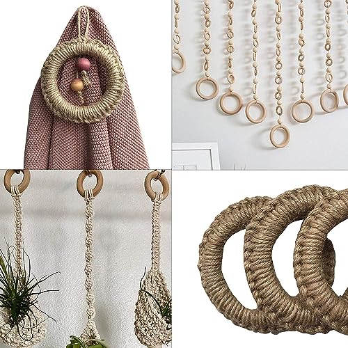 20 Pack Unfinished Natural Wood Rings for Crafts, Macrame Projects, Jewelry Making, DIY Pendant Connectors (2.2 in)