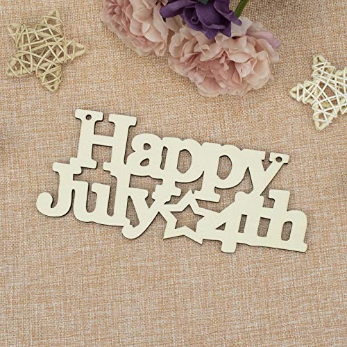 3pcs Happy 4th of July Letter Wood Sign American Star Patriotic Hanging Wooden Plaque DIY Craft Project with Ropes for Memorial Day Veterans Day - WoodArtSupply