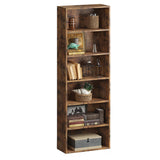 6-Tier Brown Wooden Bookshelf with Cabinet Doors - Multi-Functional Storage for Home Office and Living Spaces oneinmil