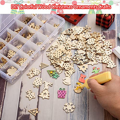 300 Pieces Unfinished Mini Wooden Christmas Ornaments DIY Wooden Christmas Ornaments Mini Blank Wood Slice Cutout Christmas Craft for Holiday Winter - WoodArtSupply