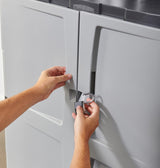 Rubbermaid Freestanding Storage Cabinet with Doors, 18"D x 36"W x 37"H, Medium, Gray/Black, Two-Shelf Lockable Cabinet for Indoor/Outdoor/Garage Rubbermaid