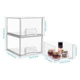 Vtopmart 2 Pack Stackable Makeup Organizer Storage Drawers, 4.4'' Tall Acrylic Bathroom Organizers,Clear Plastic Storage Bins For Vanity, Undersink, Vtopmart