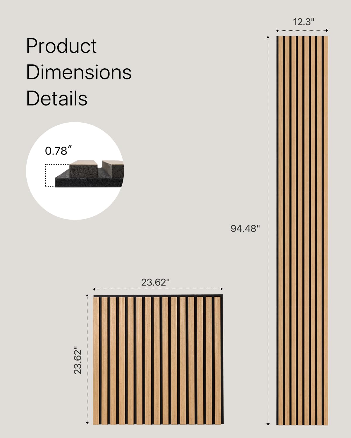 [Sample Pack] Wood Slat Wall Panel Fluted Wall Panels Wood Wall Acoustic Panels For Wall/Ceiling, 6” × 5”× 0.8” Wood Panels For Wall, 3 Color Small - WoodArtSupply