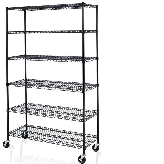 6 Tier Adjustable Wire Shelving Unit w/Casters, NSF Commercial Metal Storage Garage Shelves, 4800 LBS Capacity, Heavy Duty Standing Rack for