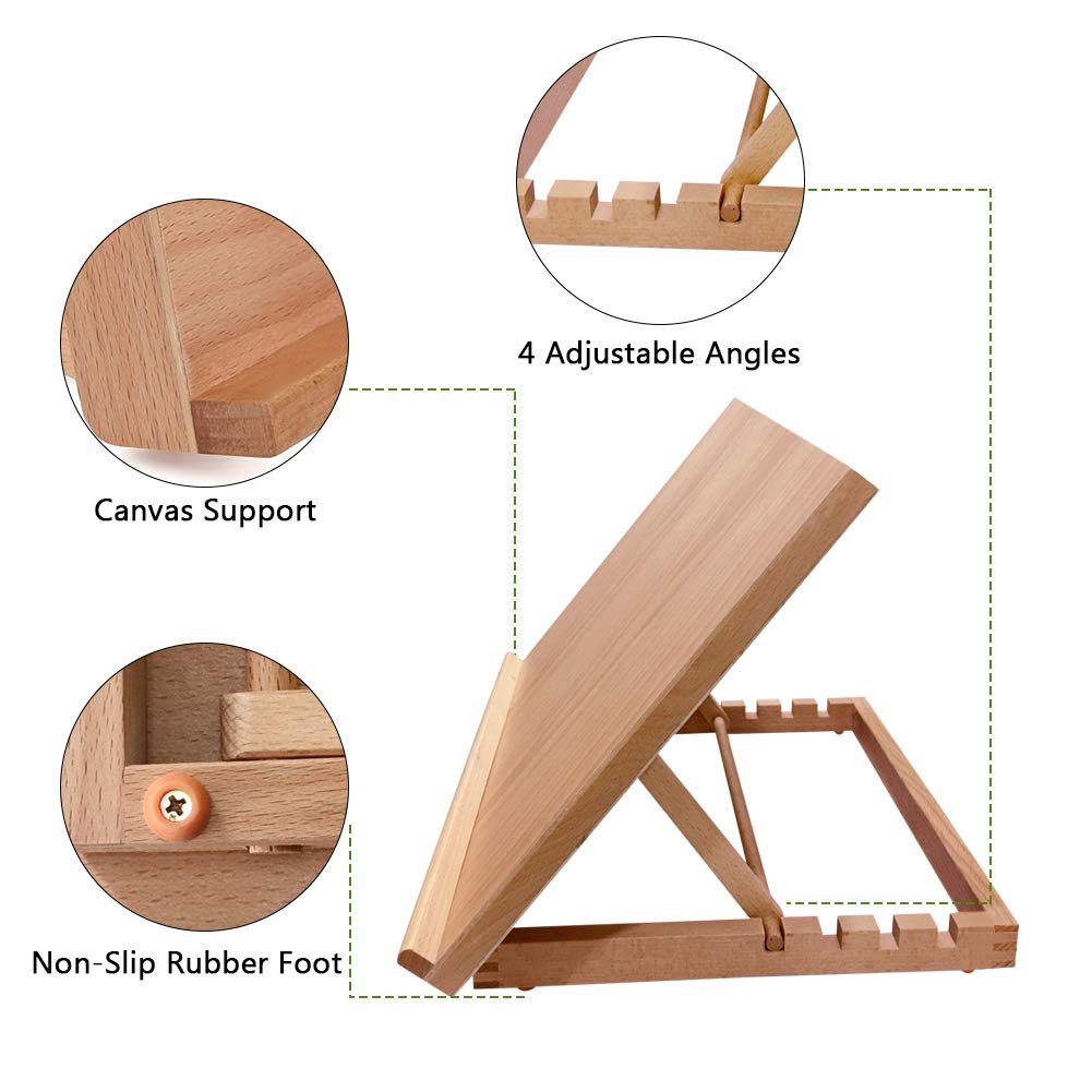 Tabletop Easel A3 Painting Easel with Smooth Surface, Adjustable Angle Art Easel for Artists, Children, Beginners & Student Miratuso
