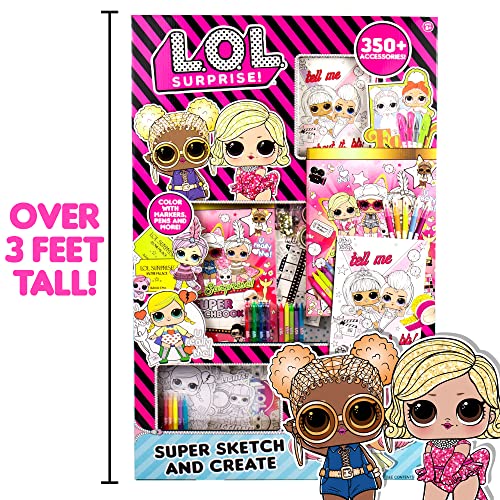 Horizon Group USA L.O.L. Surprise! Double Feature Super Sketch & Create, 350+ Piece Art Activity Set, Includes Coloring Pages, Crayons, Gel Pens, L.O.L. Surprise!