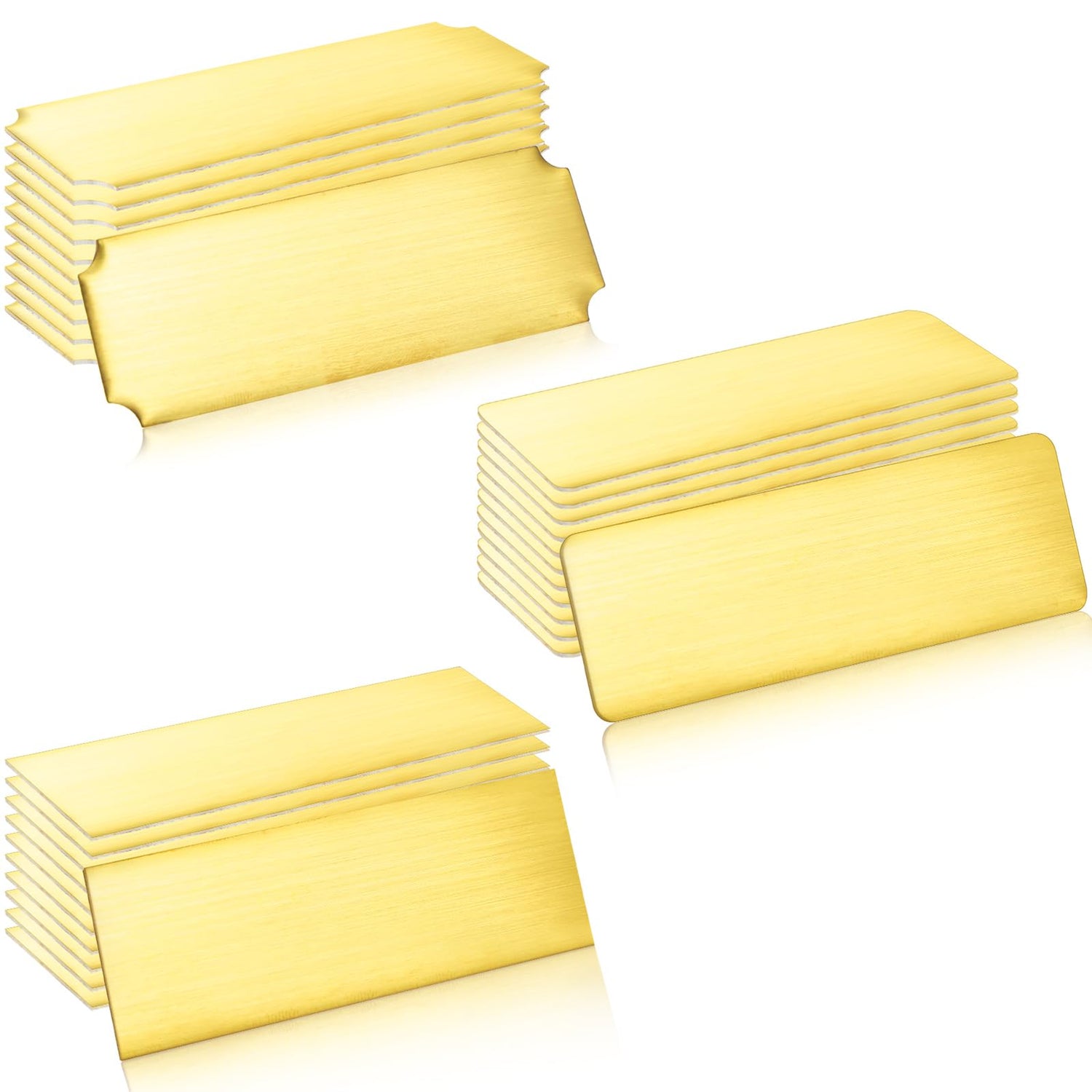 Therwen 30 Pcs Name Plates Laser Engraved Brushed Solid Brass Plate Personalized Plaque Blank Custom Name Tag Frame Name Label with Adhesive Backing Therwen