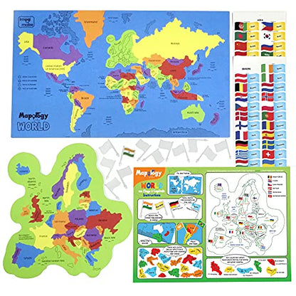 Imagimake Mapology World Map Puzzle - Includes Country Flags & Capitals | Educational Toys for Kids 5-7 | Fun Jigsaw Puzzle for Girls & Boys Toy Age - WoodArtSupply