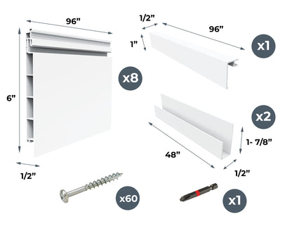 CrownWall 6" Basic Bundle (8x4 ft) with 20-Piece Locking Hook Kit (White) - WoodArtSupply