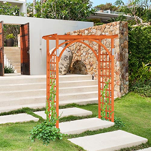 VINGLI 85in Wooden Arbor, Wedding Arch for Ceremony, Wood Trellis for Plant Climbing, Christmas Decor Pergola for Garden Backyard, Lawn (Teak) VINGLI