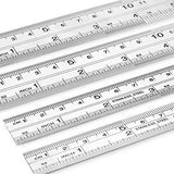 Ruler Metal Stainless Steel Ruler Straight Edge Measuring Tool Set of 4(6/8/12/16 inch) Fyore