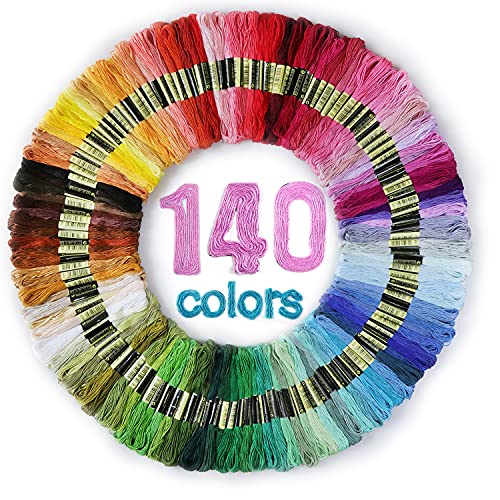 LOVIMAG Premium Rainbow Color Embroidery Floss 140 Skeins Per Pack with Cotton for Cross Stitch Threads, Bracelet Yarn, Craft Floss, Aroic Embroidery LOVIMAG