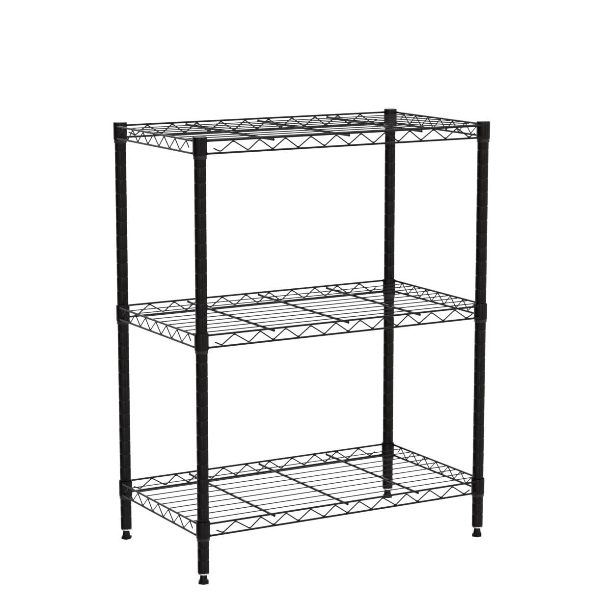 3-Tier Storage Shelves Adjustable,Wire Shelving Heavy Duty Storage Rack(150 Lbs Loading Capacity/Shelf) Metal Shelf Organizer Wire Rack Shelf for MGHH