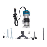 Compact Router Tool, 110V 800W Electric Woodworking Router Handheld Compact Wood Router with 12PCS 1/4" Router Bits Wood Laminate Palm Joiner Wood QUEWATSA