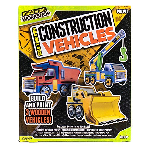 Made By Me Build Your Own Construction Vehicles by Horizon Group USA, Build & Customize 3 Wooden Vehicles Made By Me