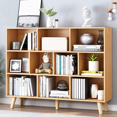 IOTXY 3-Tier Pear Yellow Open Shelf Bookcase with Legs - Stylish Nordic Minimalist Design