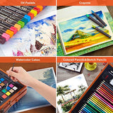AGPTEK Art Set, 141 Pieces Deluxe Art Set, Wooden Painting Case & Art Supplies Kit with Crayons, Colored Pencils, Sketch Pencils, Paint Brushes, AGPTEK