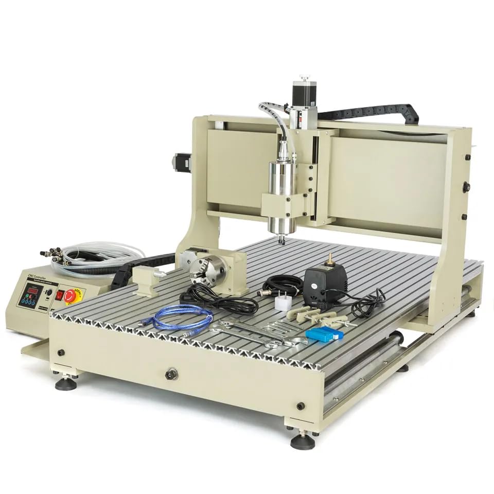 6090 4 Axis CNC Router Engraver Desktop Engraving + 2.2kw Spindle Motor VFD USB Port Wood Carving Drilling 3D Milling Engraving Machine with - WoodArtSupply