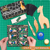 Wood Carving Kit for Beginners - Whittling kit with Giraffe - Linden Woodworking Kit for Kids, Adults - Wood Carving Stainless Steel Knife with NEWURBAN