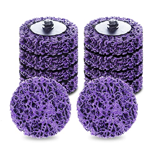 TSOAPX 10 PCS 2" Quick Change Strip Discs, Purple Non Woven Nylon Easy Stripping Discs with Male R-Type Backing, Die Grinder Attachments for Clean TSOAPX
