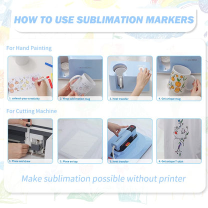 Craft Express Sublimation Markers Pens for Cricut Maker Explore 3 Air 2 Silhouette Cameo,6 Infusible Transfer Ink Pens Markers for Cricut Mug Press - WoodArtSupply