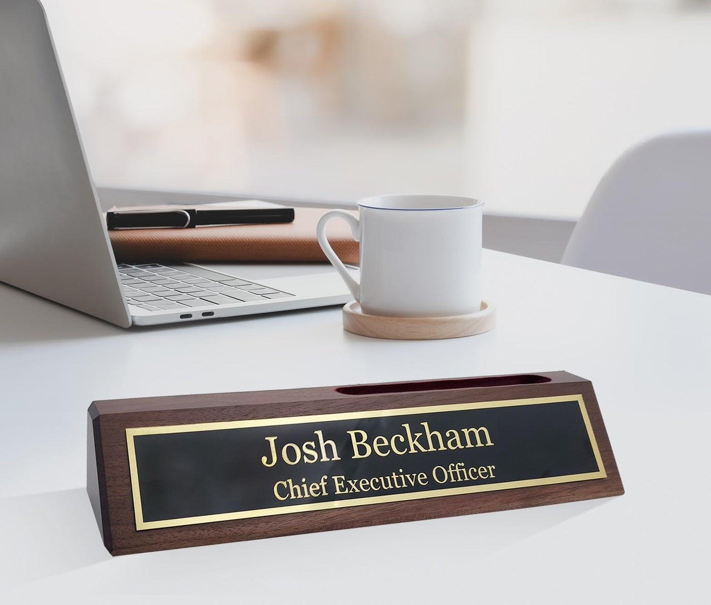 Business Wood Name Plate for Desk | Custom Desk Name Plate Personalized Gift for Office, The Perfect Engraved Name Plaque By Engraving International - WoodArtSupply