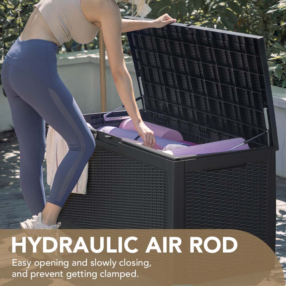 Devoko 100 Gallon Waterproof Large Resin Deck Box Indoor Outdoor Lockable Storage Container for Patio Furniture Cushions, Toys and Garden Tools (100 Devoko