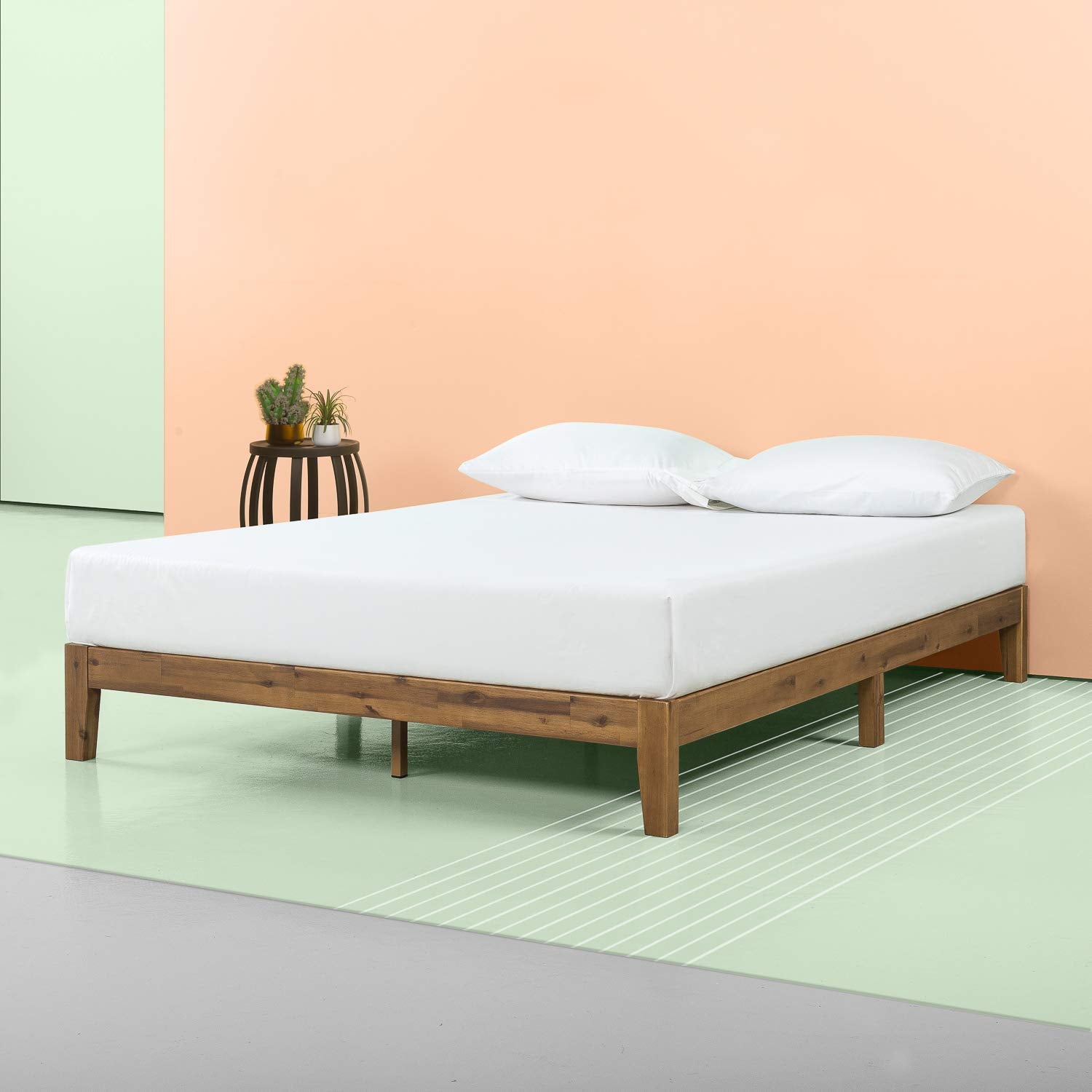 ZINUS Lucinda Solid Wood Platform Bed Frame with Slat Support – No Box Spring Required, Easy Assembly, Full Size Zinus