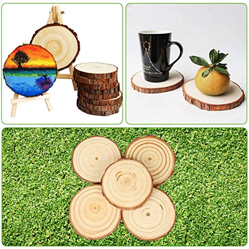 50 Pcs Natural Wood Slices 2.0-2.5 Inches, CertBuy Undrilled Round Wood Tree Slices, Craft Wooden Circles with Bark for Wedding Centerpiece, DIY