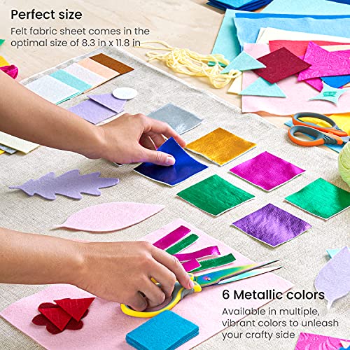 ARTEZA Metallic Felt Sheets, Set of 30, 8.3 x 11.8 inches, 6 Colors of Craft Felt, 1.3mm Thick Soft Non Woven Felt Fabric Squares, Sewing Fabric for ARTEZA