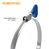 POWERTEC 70127 2-1/2 Inch Key Hose Clamp, Thumb Screw Key Adjustable Stainless Steel Hose Clamps for Dust Collection, Dust Collector and Dryer Vent POWERTEC