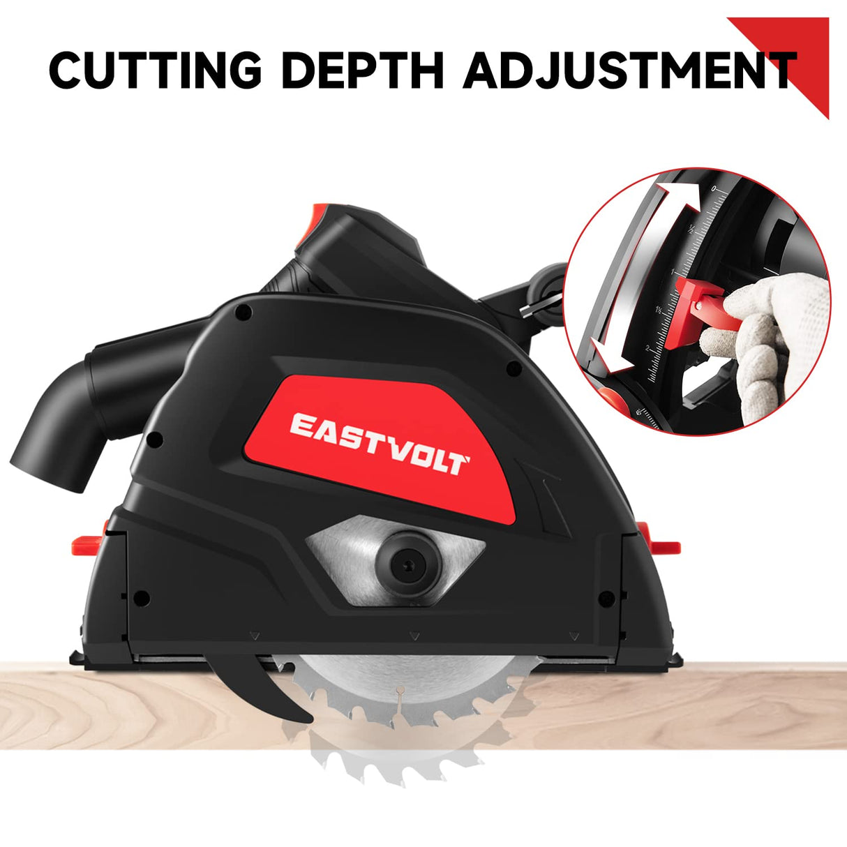 Eastvolt 6-1/2" Plunge-cut Track Saw, 0-45°Bevel Adjustment, 5500RPM Plunge Circular Saw for Wood Cutting Eastvolt