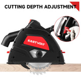 Eastvolt 6-1/2" Plunge-cut Track Saw, 0-45°Bevel Adjustment, 5500RPM Plunge Circular Saw for Wood Cutting Eastvolt