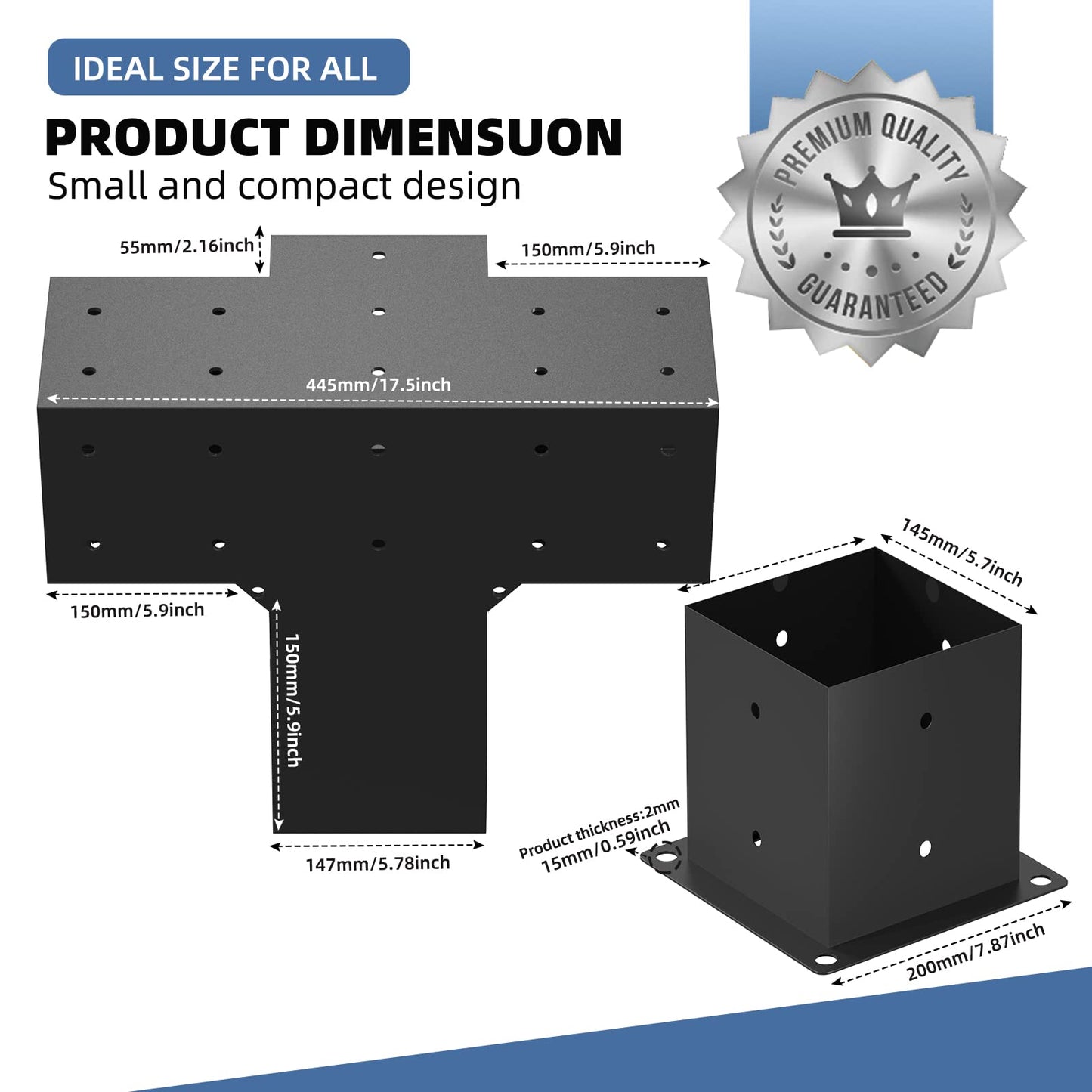 Tocretoare Pergola Kit, Woodworks Pergola Brackets 6" x 6" (Actual: 5.5x5.5 Inch), 2 Pack 4-Way Right Angle Corner Brackets, Powder-Coated Pergola - WoodArtSupply