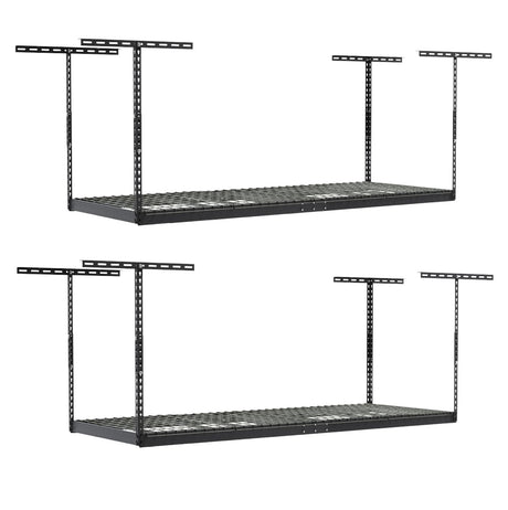 MonsterRax Overhead Garage Storage Racks 3x8’ (2-Pack) Ceiling Mounted Shelving, Adjustable Hanging Organizer, Heavy Duty Steel, Holds 500 Pounds, MonsterRAX Storage Solutions