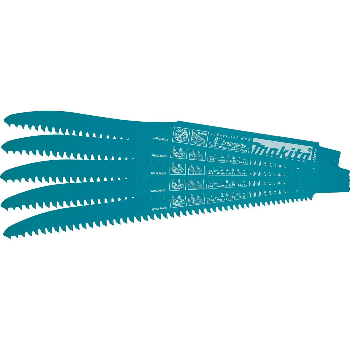 Makita 723081-A-5 8" Wood Cutting Recipro Saw Blade, Progressive, 5/pk Makita