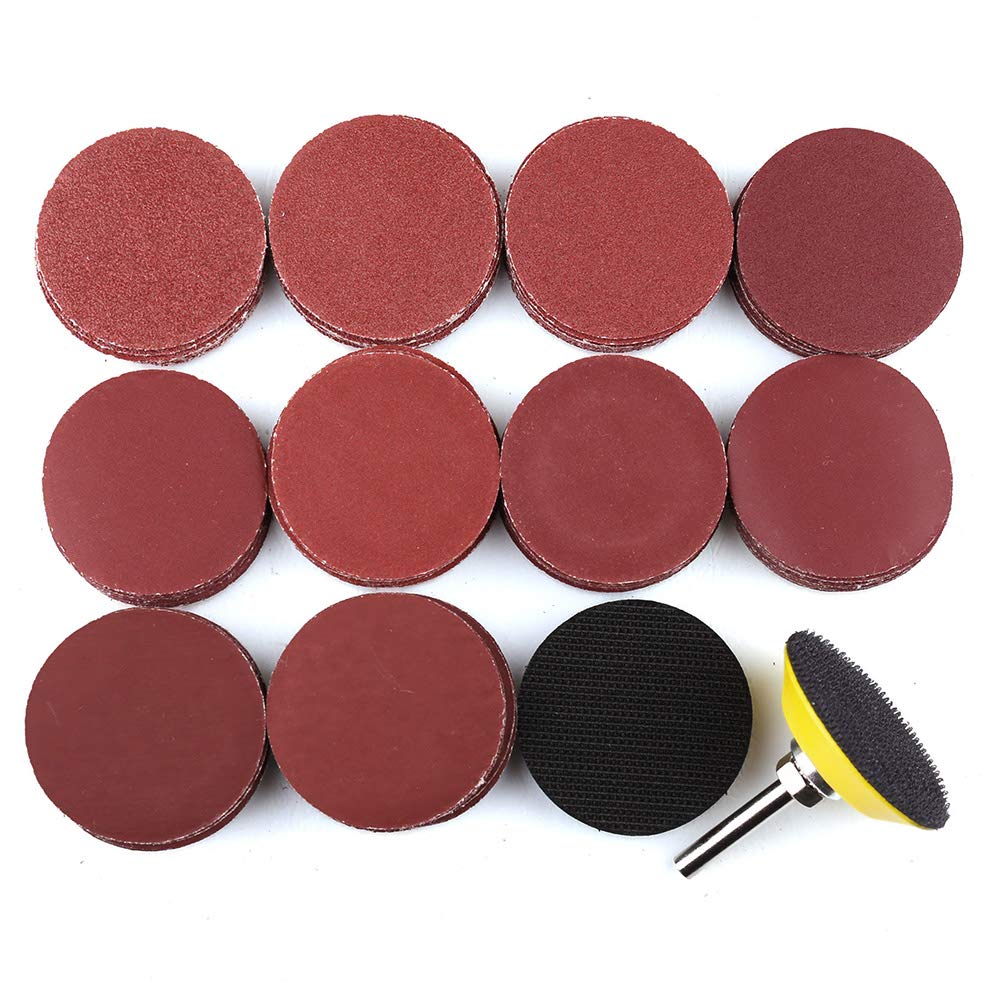 2 Inch Sanding Discs Kit, 100PCS 60-3000 Grit Sandpaper with 1/4" Shank Backing Plate and Soft Foam Buffering Pad, for Drill Grinder Rotary Tool, LotFancy