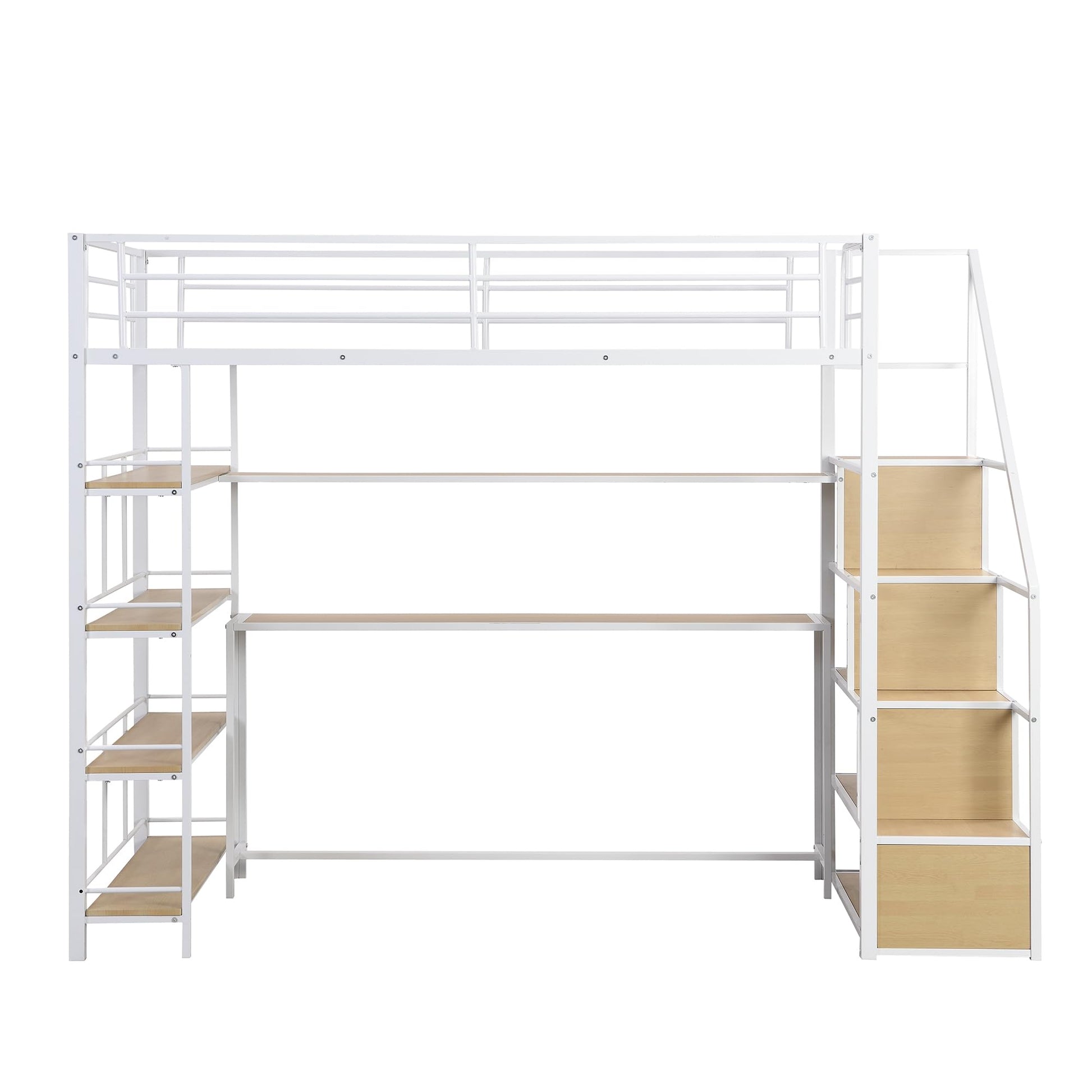 Bellemave Twin Loft Bed with Desk, Stairs, and Storage – Perfect Space-Saving Solution for Kids and Teens - WoodArtSupply